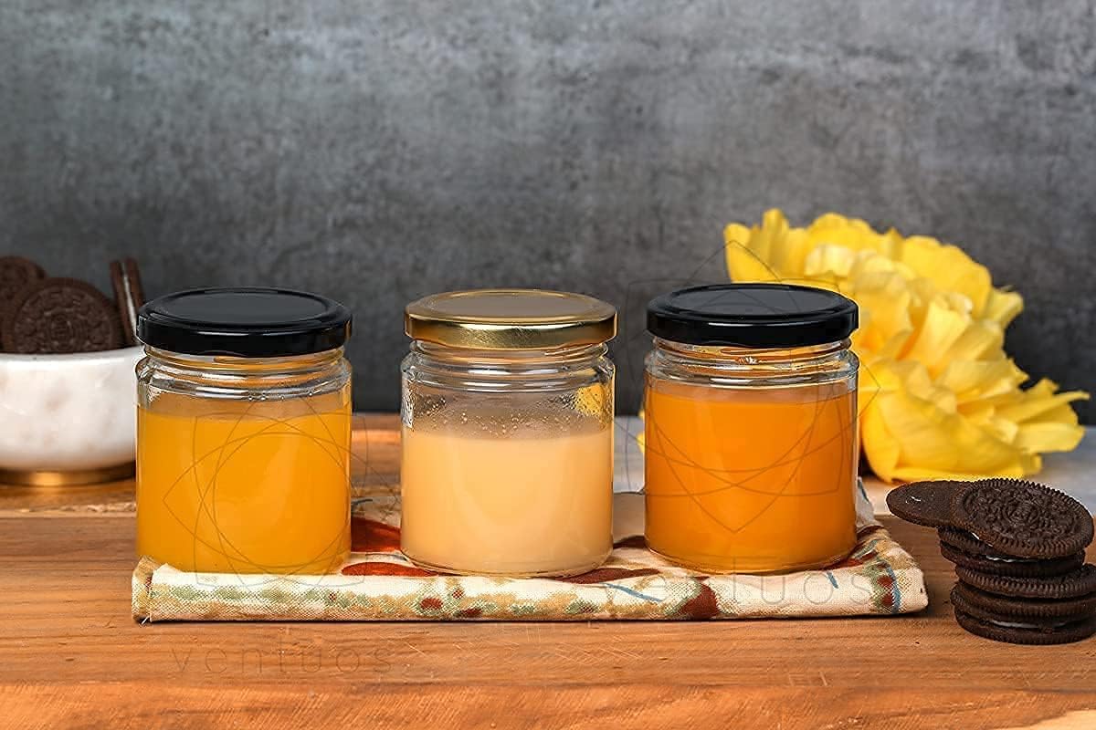 Cartvilla Glass Small Containers Set Of 6Airtight Masala And Spices/Dry Fruits Storage Jars For Refrigerator | Round Shape Bottl